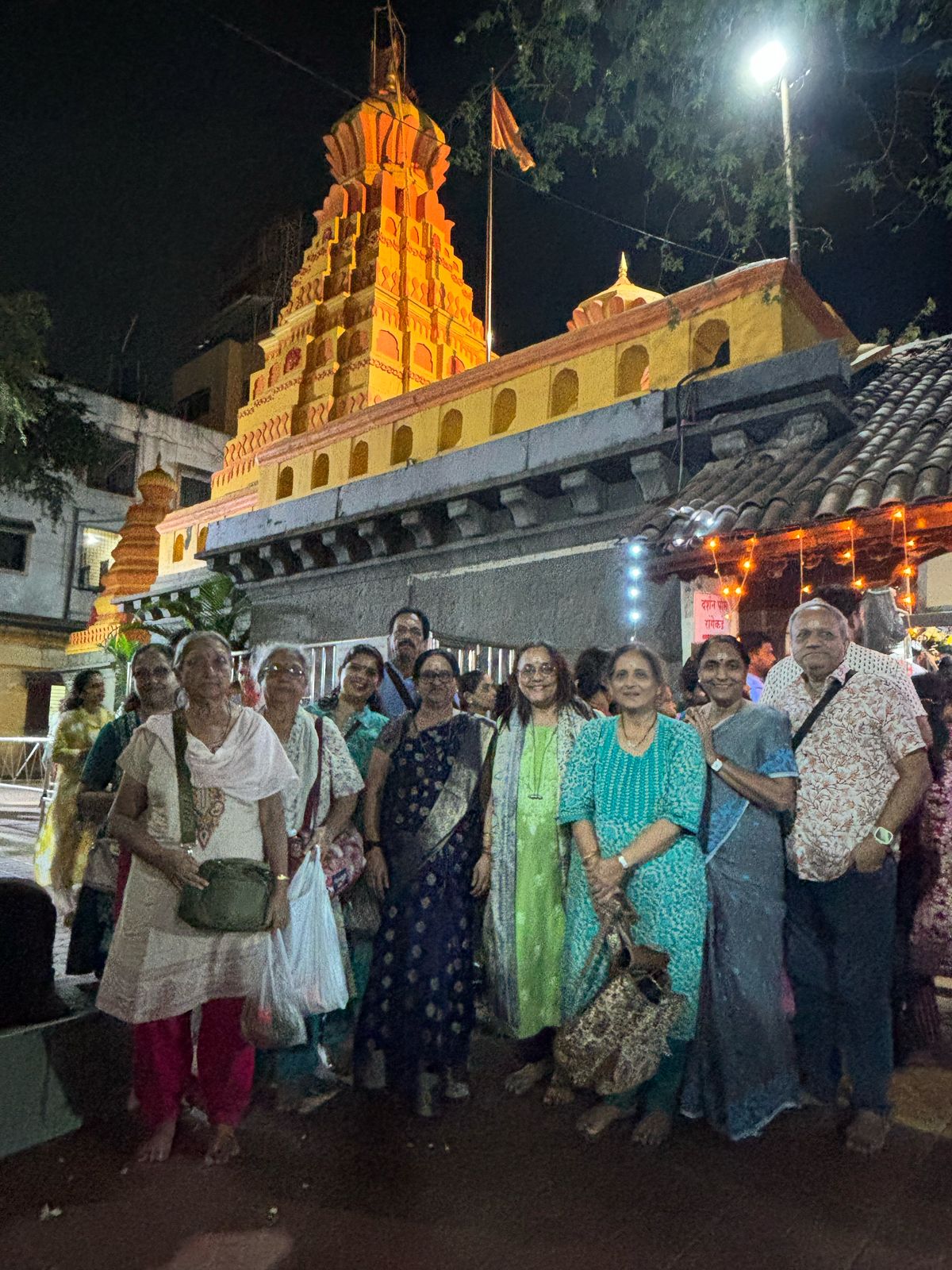 Evening Ashtavinayak temple illuminated