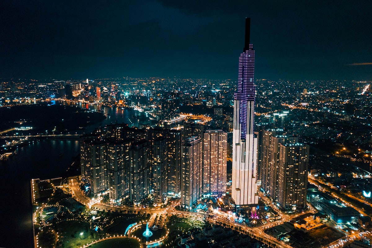 Ho Chi Minh City aerial night view
